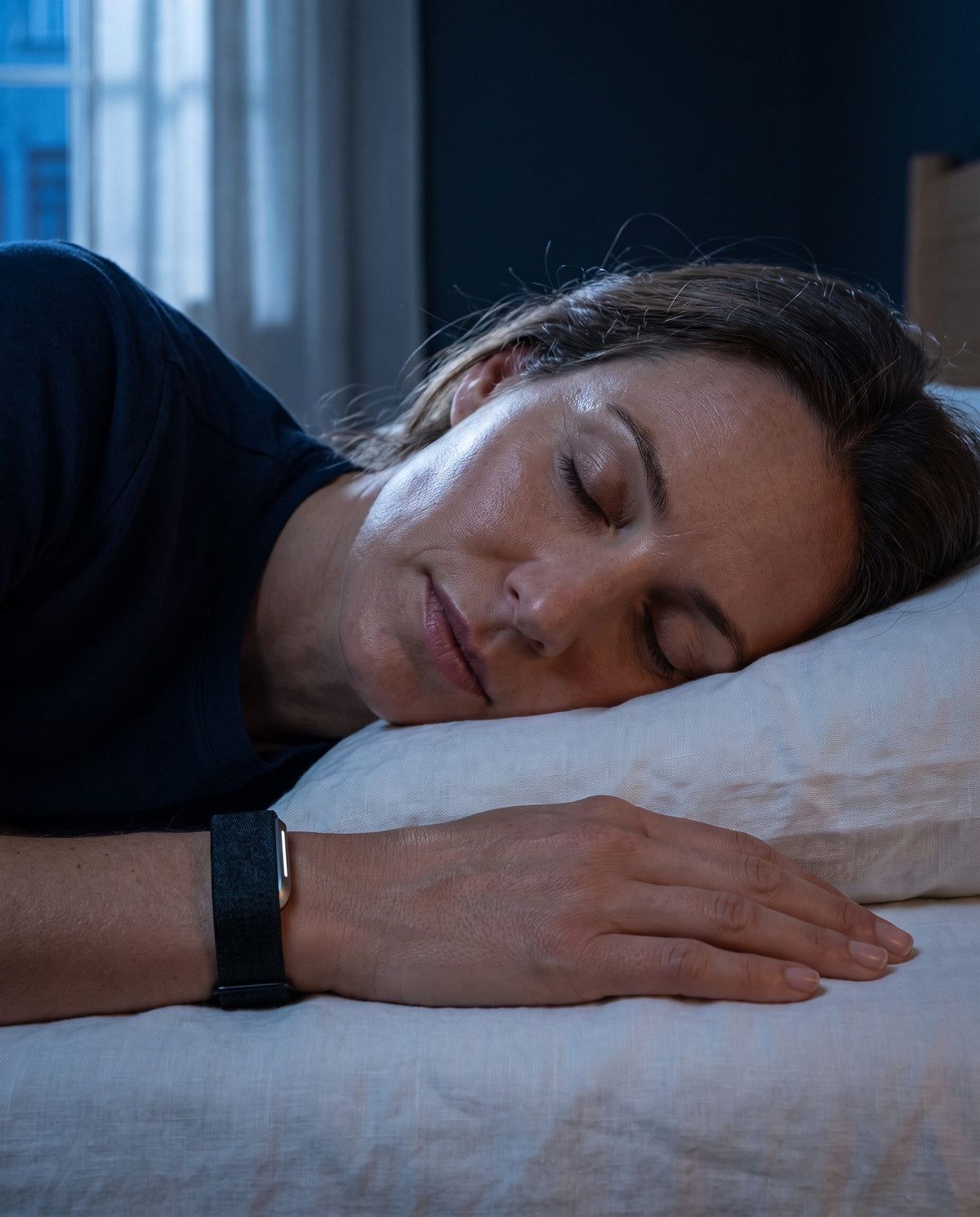 Frau schläft mit dem Hume Band 2.0